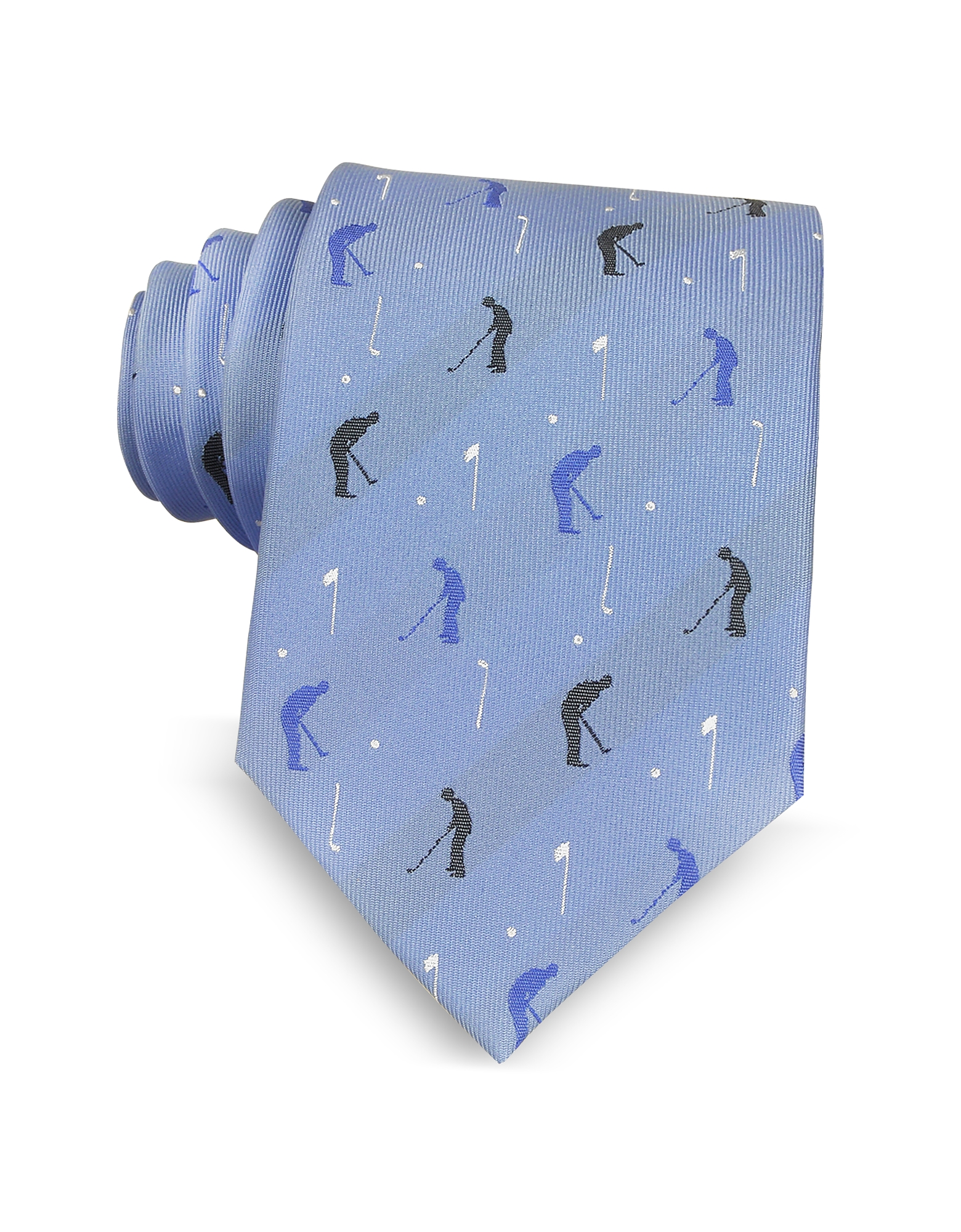 Marina D'Este Golf Player Light Blue Woven Silk Men's Tie