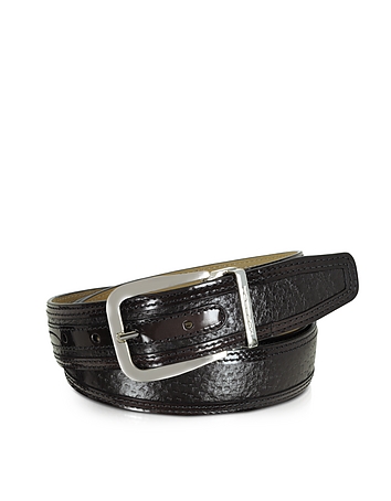 Lione Brown Peccary and Leather Belt