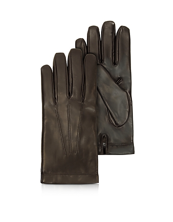 Siberia Dark Brown Leather Men's Gloves w/Cashmere Lining