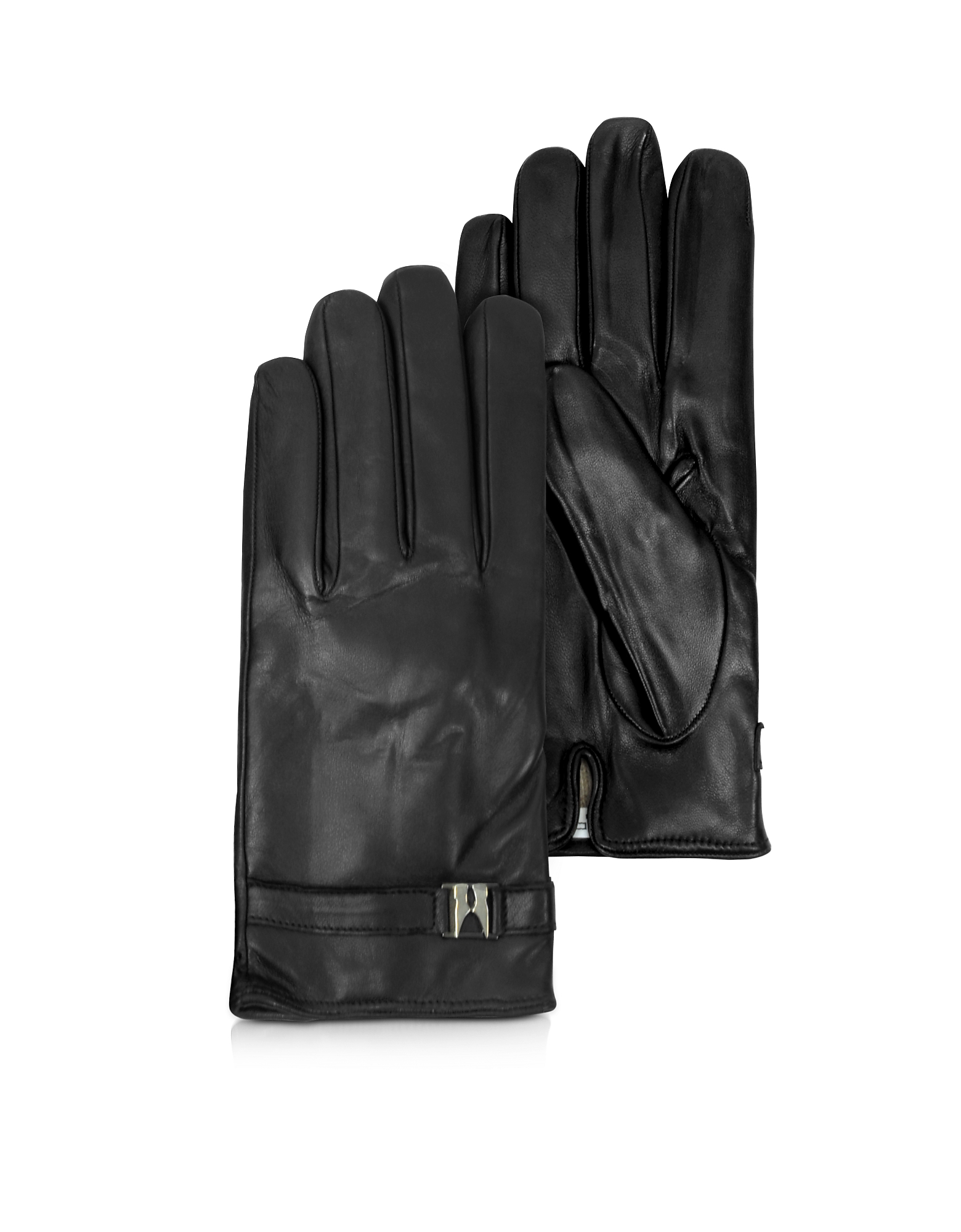 Moreschi Alaska Black Leather Men's Gloves w/Cashmere Lining