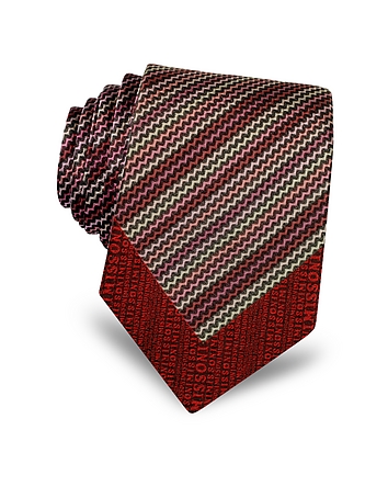 Micro Zig Zag Woven Silk Narrow Tie