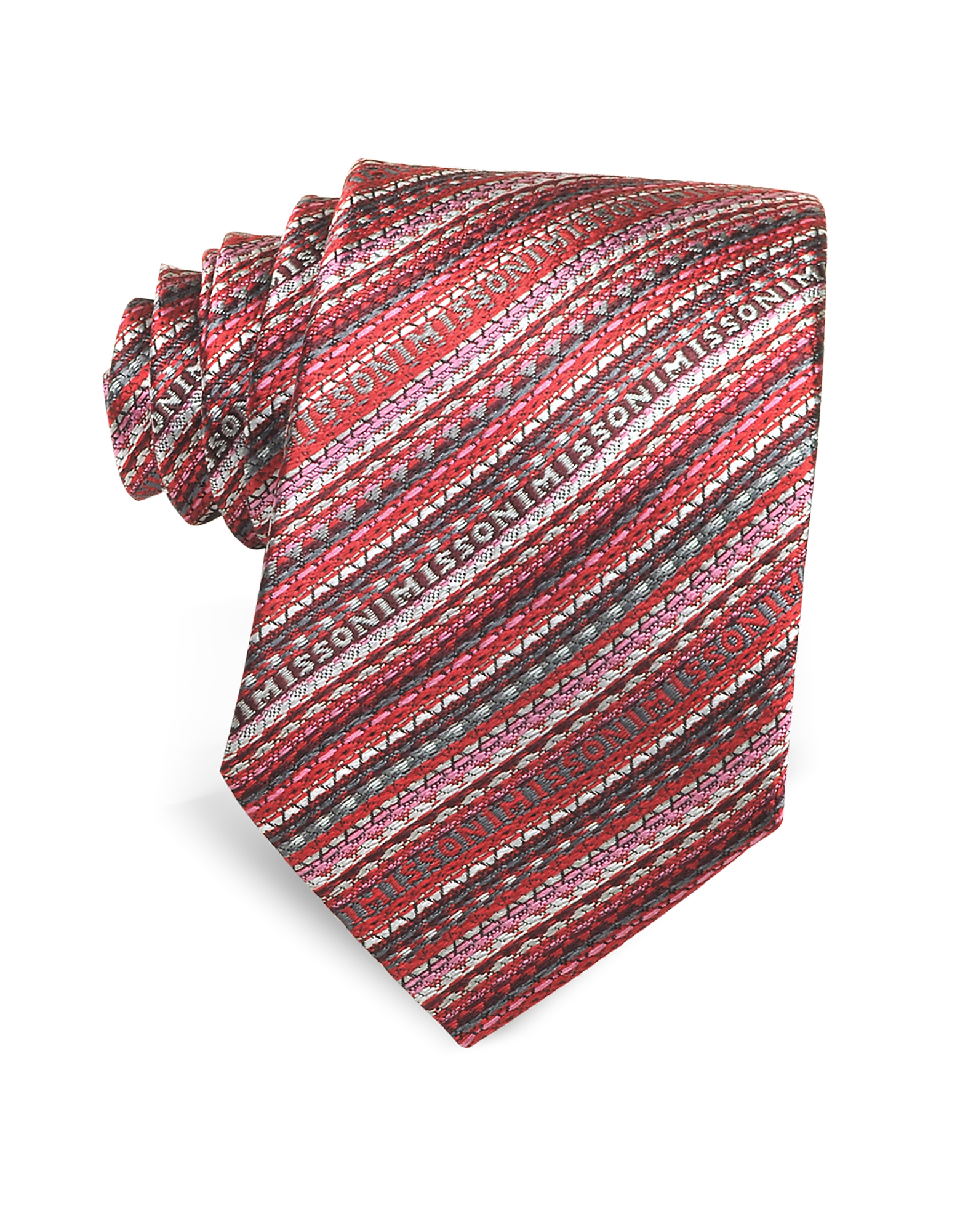 Missoni Diagonal Stripe and Signature Woven Silk Narrow Tie
