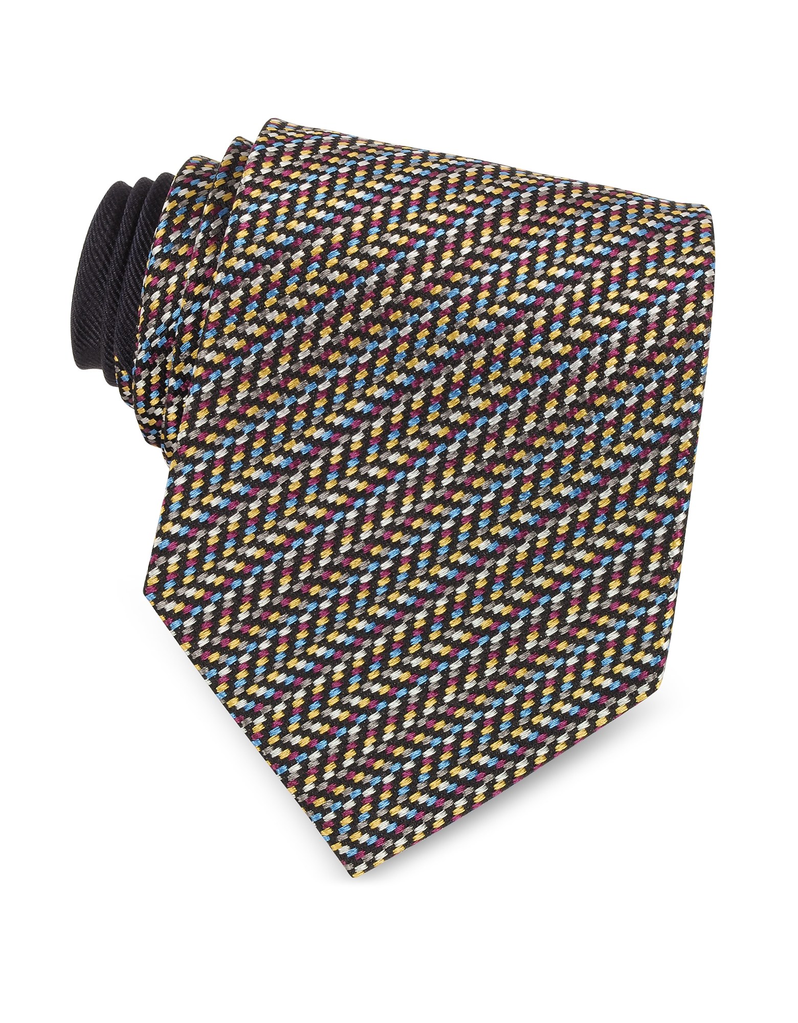 Missoni Diagonal Stripe and Zig Zag Woven Silk Tie
