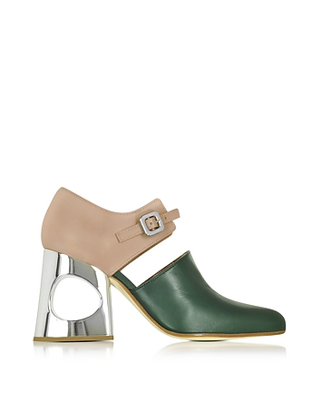 Pine Needle and Rosa Taupe Nappa Mary Jane Pump