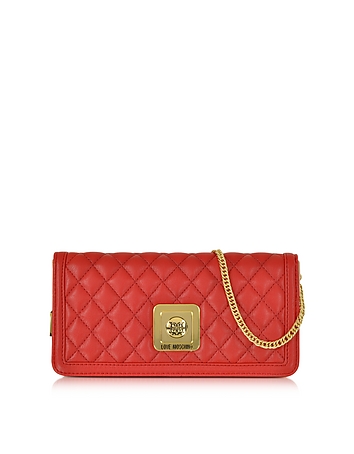 Quilted Eco Leather Clutch w/Chain Strap