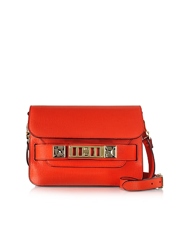 PS11 Mini Classic New Linosa Fire Red Saffiano Leather Shoulder Bag