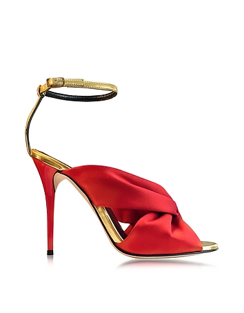 Angelica Poppy Red Satin & Specchio High Heel Sandal