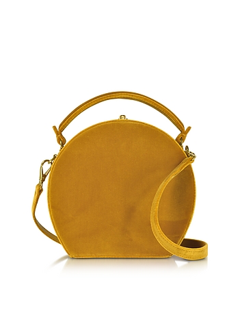 Mustard Velvet Bertoncina Satchel Bag