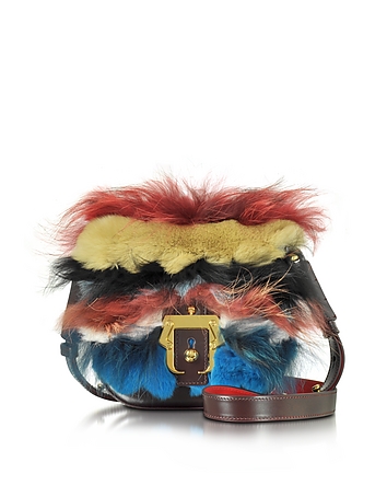 Beth Multicolor Leather and Fur Bag