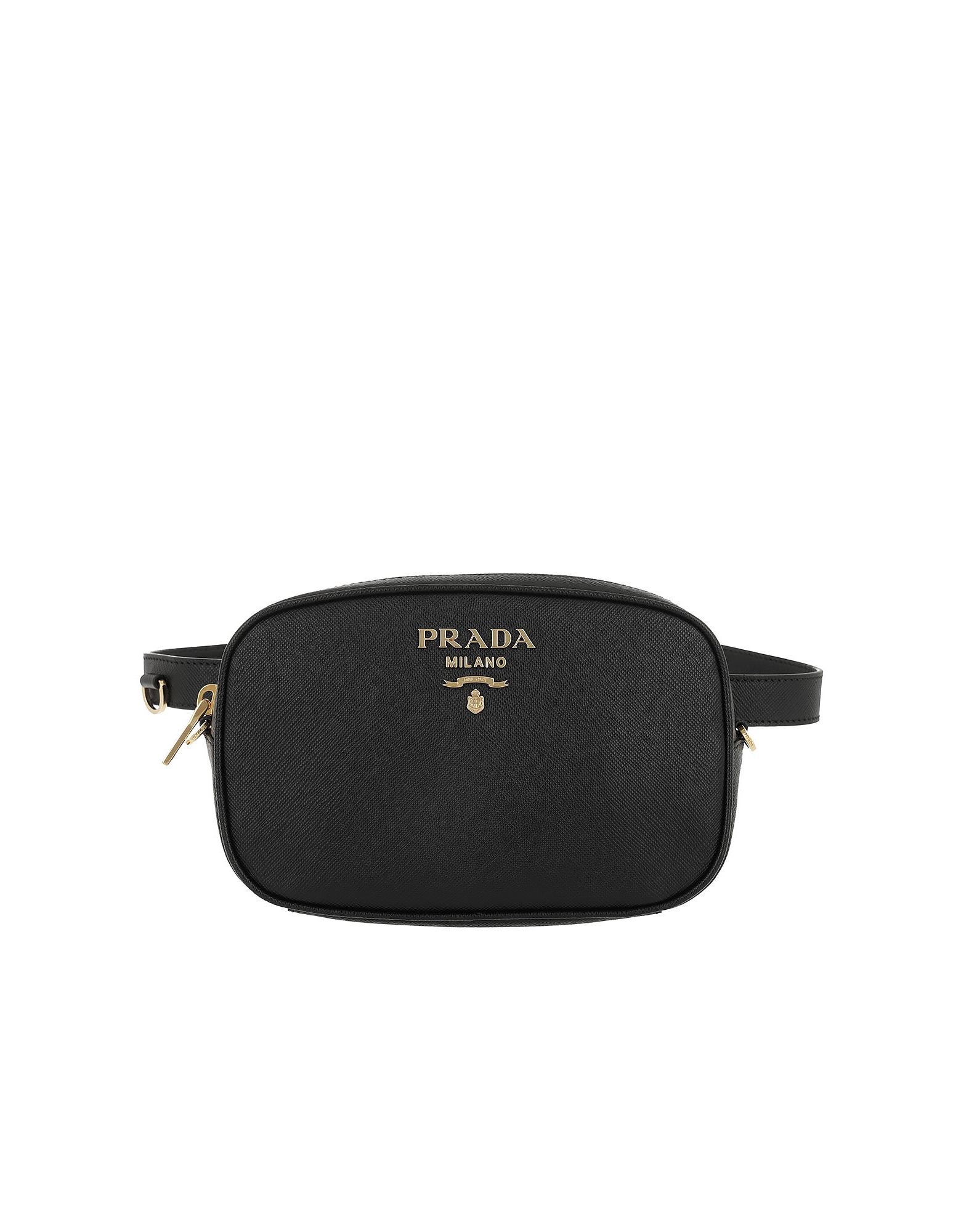 Saffiano Leather Belt Bag Black w/80 cm Strap
