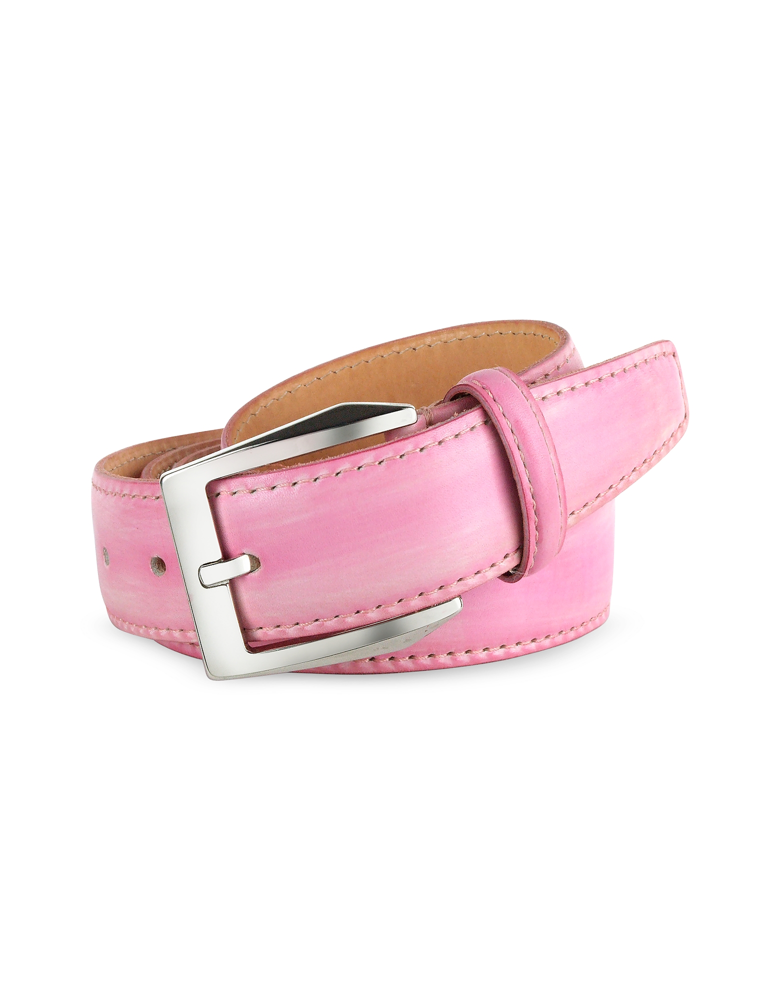Pakerson Men's Pink Hand Painted Italian Leather Belt