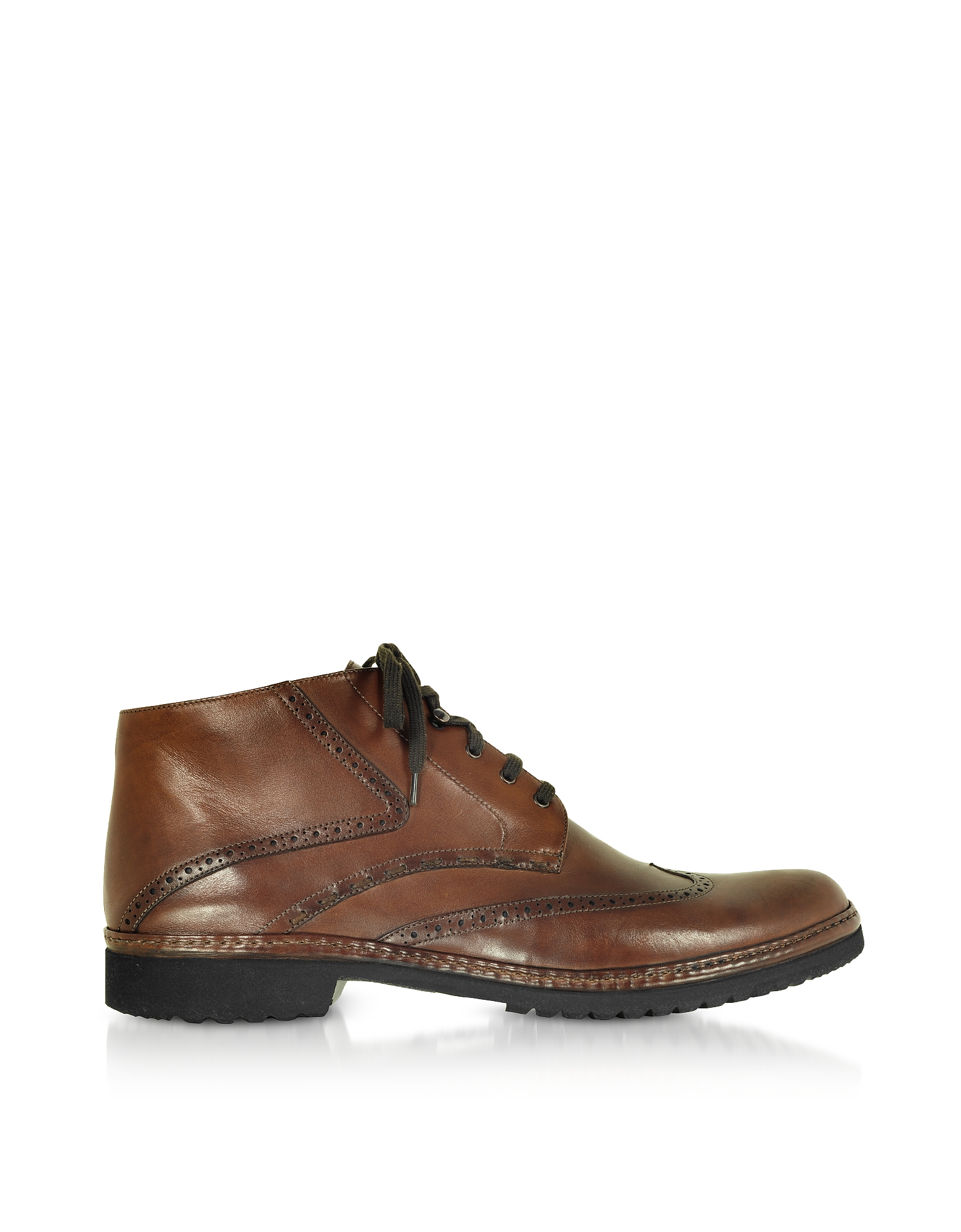 Pakerson Tan Handmade Italian Leather Wingtip Ankle Boots