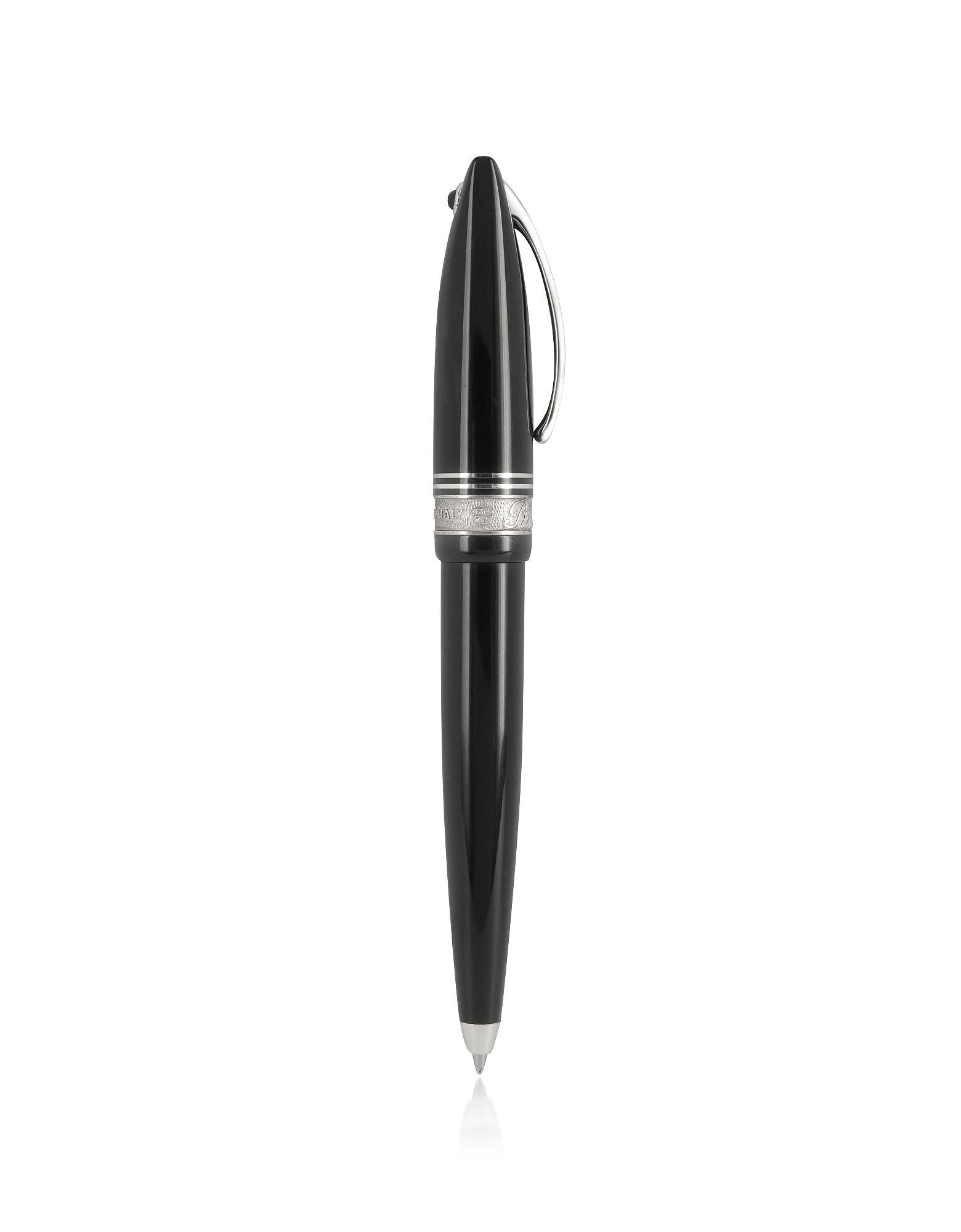 Фото Ego 12.5 - Черная Маленькая Шариковая Ручка из Смолы и Серебра 925 пробы. Купить с доставкой