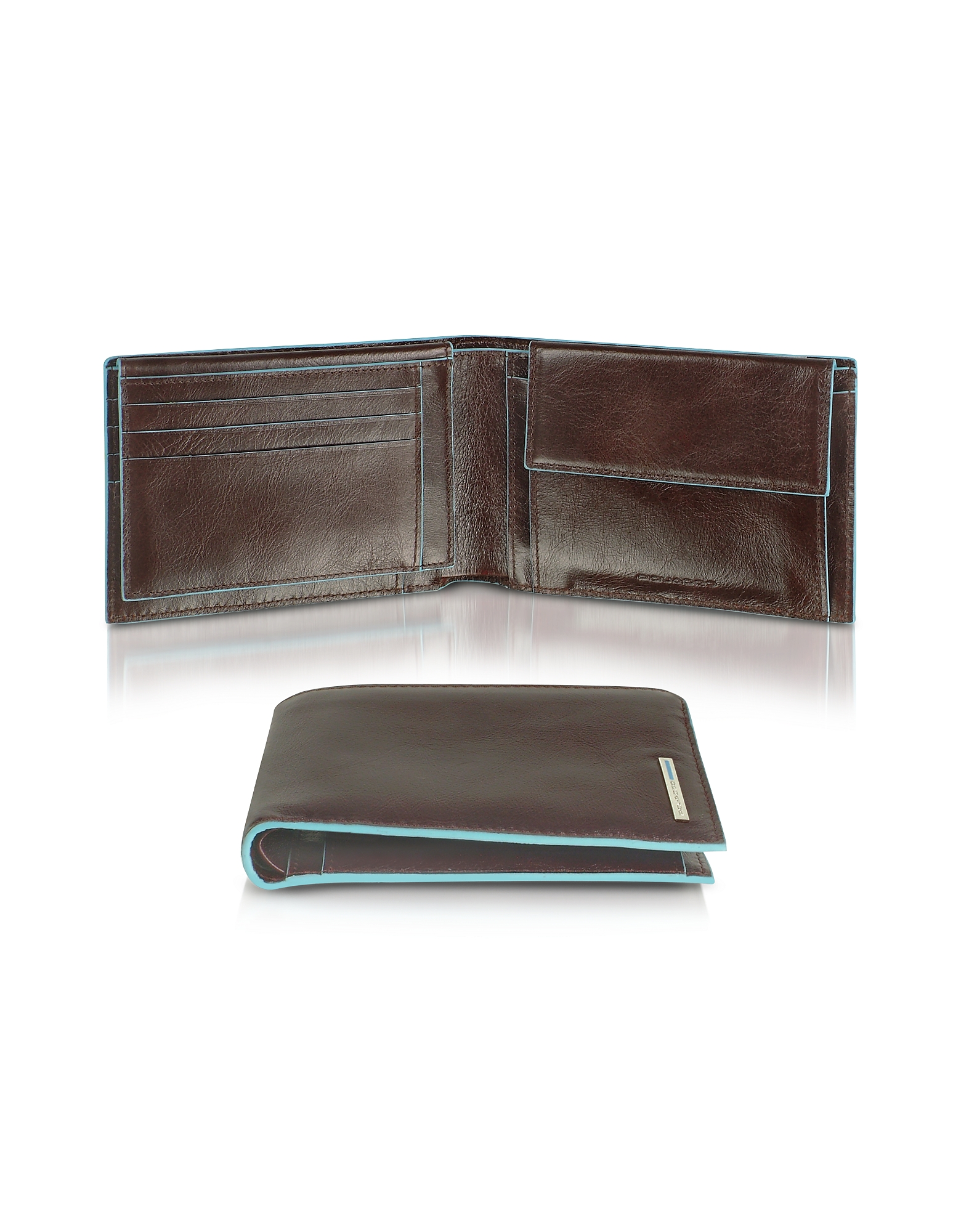 Piquadro Blue Square - Men's Leather Card Holder & ID Wallet