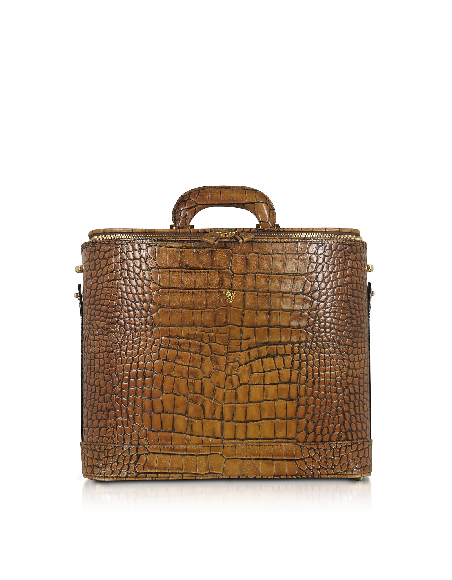 Pratesi Designer Travel Bags, Croco Stamped Leather Laptop Business Bag w/Courtesy Light