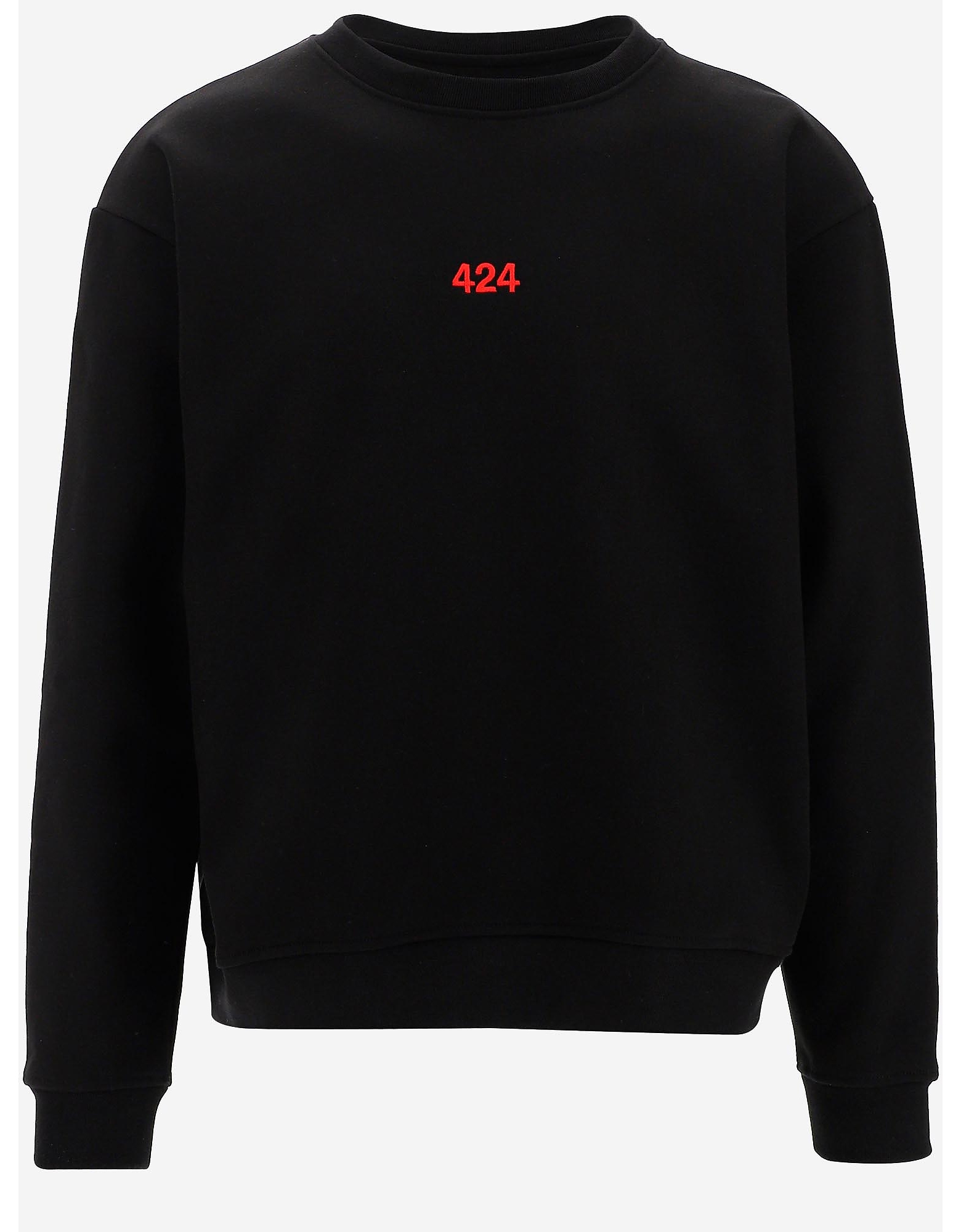 424 Designer Sweatshirts, 424 Black Cotton Men's Sweatshirt