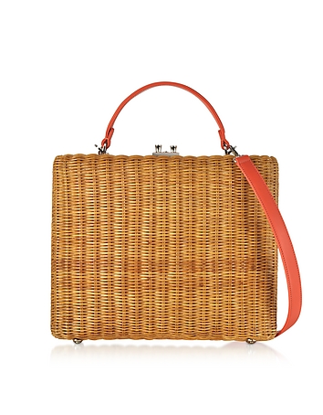 Flat Leather and Wicker Midollina Tote Bag