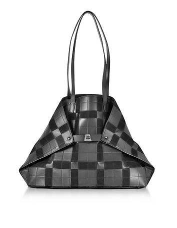 Black Leather and Suede Ai Medium Shoulder Bag