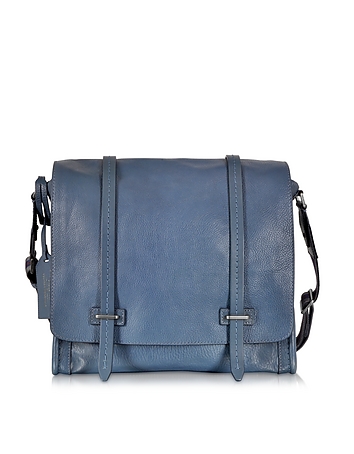 Ascott Blue Leather Large Messenger Bag