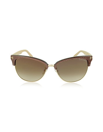 FANY FT0368 50G Brown Acetate and Gold Metal Cat Eye Sunglasses