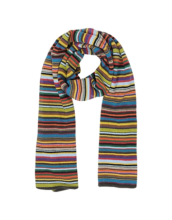 Multi-Coloured Stripe Knit Men's Scarf