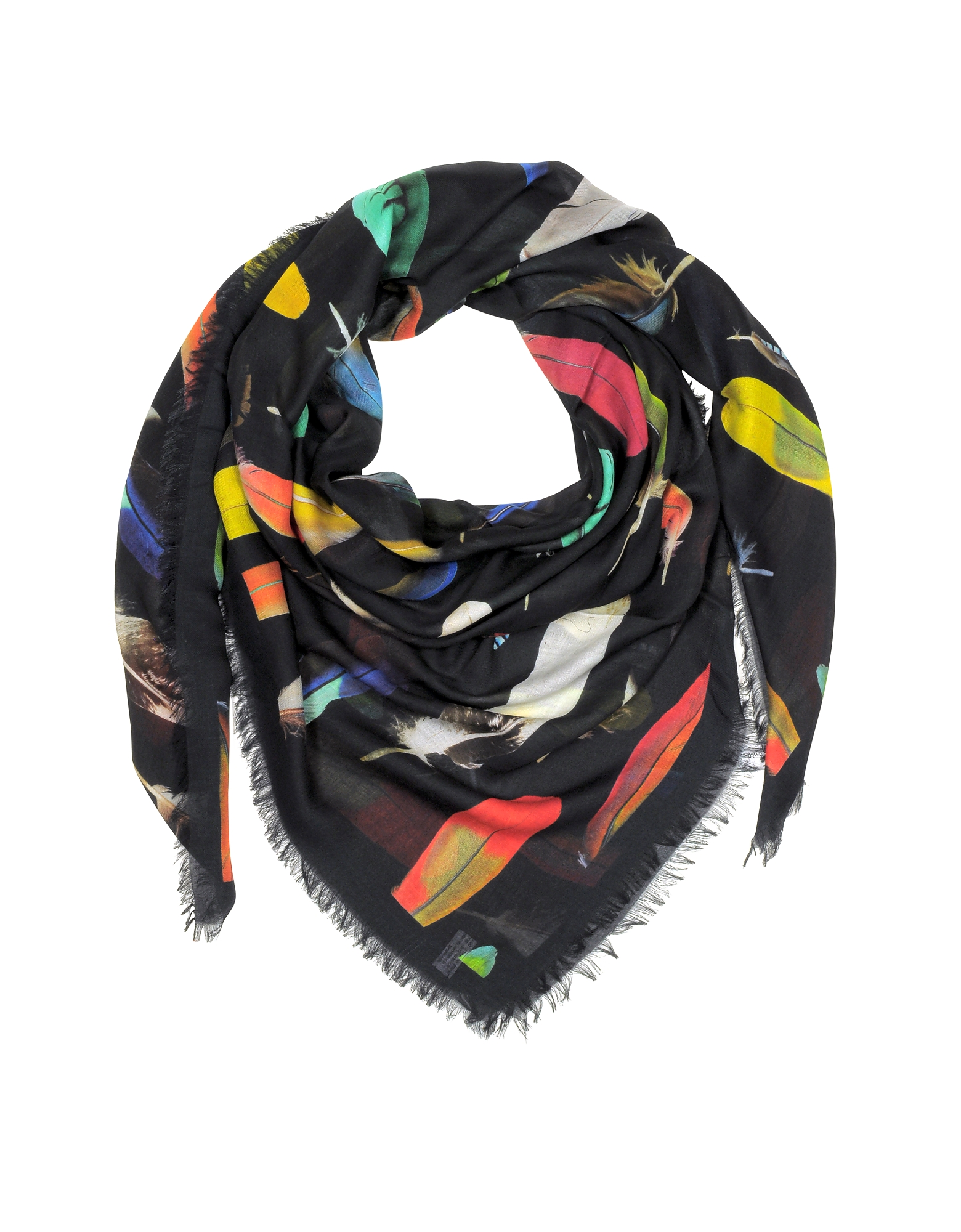 Paul Smith Feather Printed Modal, Silk and Cashmere Men's Wrap