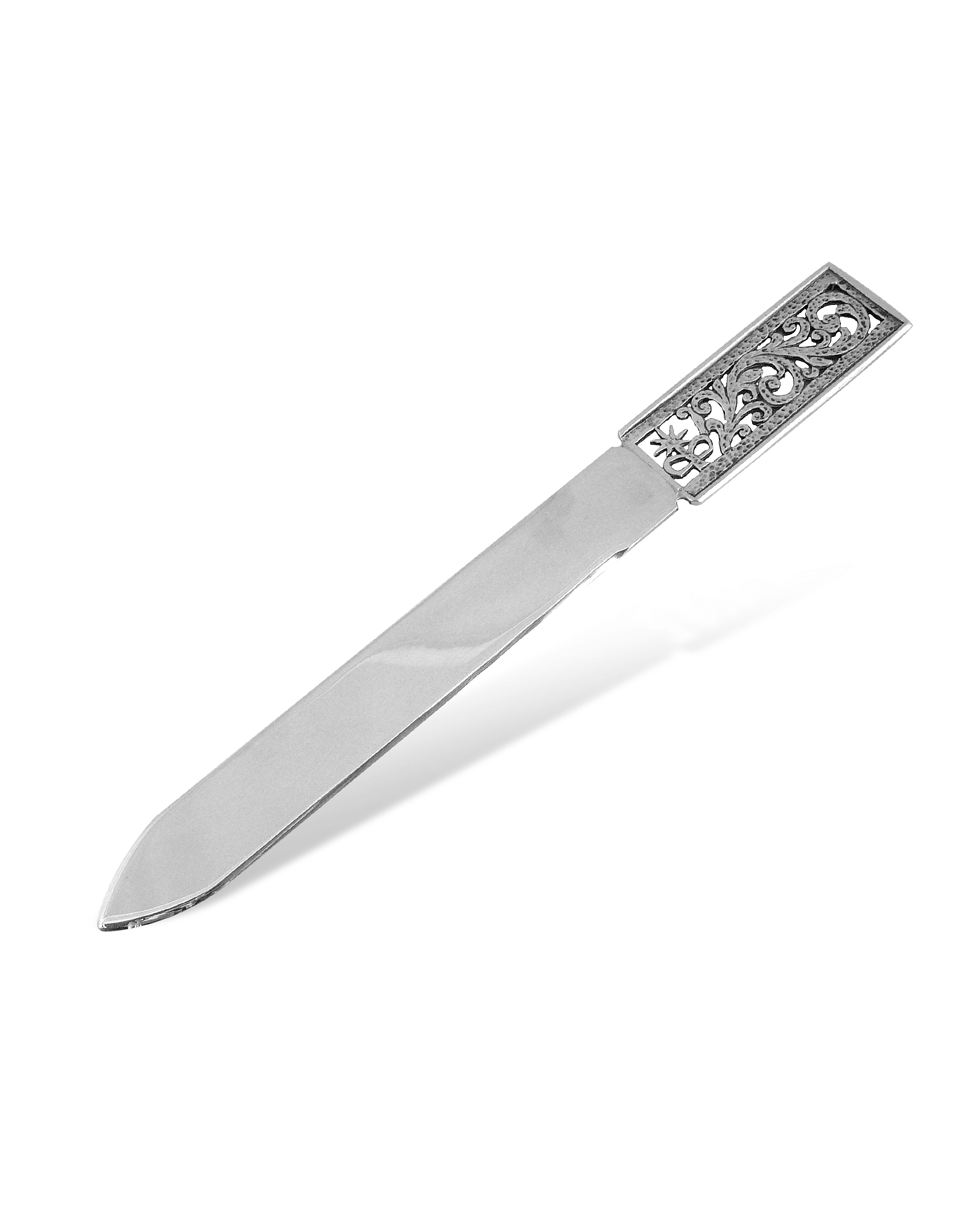 Фото Нож для Бумаги с Ажурной Рукояткой из Серебра 925 пробы. Купить с доставкой