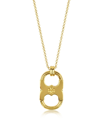 Gemini Link Goldtone Stainless Steel Pendant Necklace
