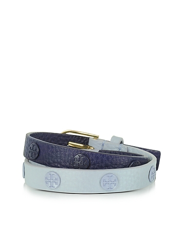 Luna/Royal Navy Color-Block Double Wrap Logo Stud Bracelet