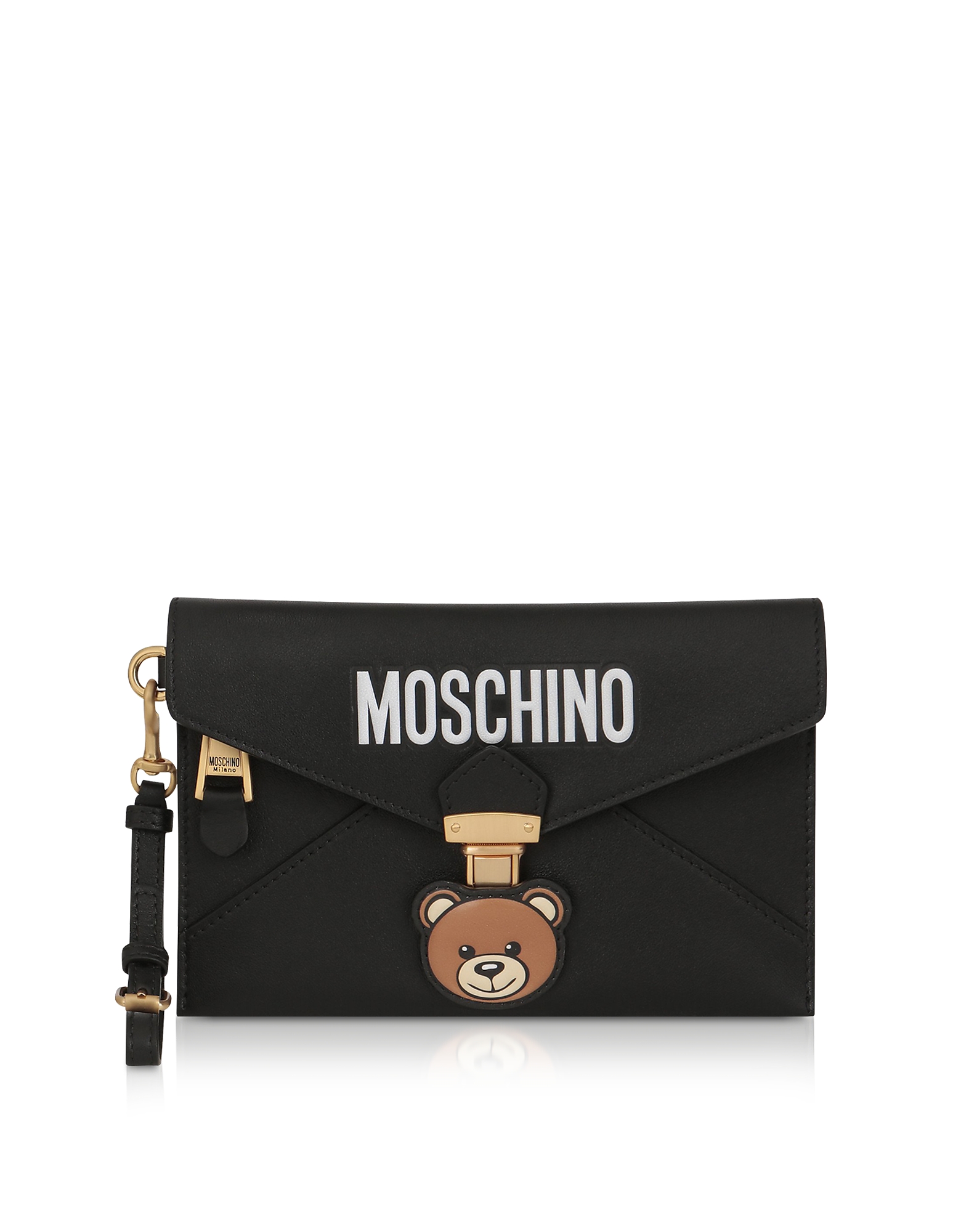 UPC 820771814008 product image for Moschino Designer Handbags, Teddy Bear Black Leather Clutch w/Wristlet | upcitemdb.com
