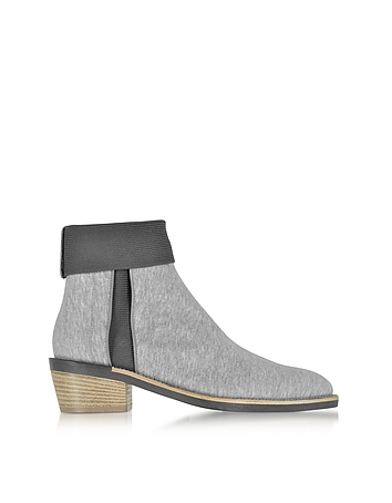 St Rose Grey Coated Cotton Sweatshirt Jersey Ankle Boot w/Nylon Knite Elastic Detail