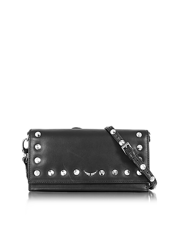 Black and Blue Leather Voyager Wallet Clutch/w Studs