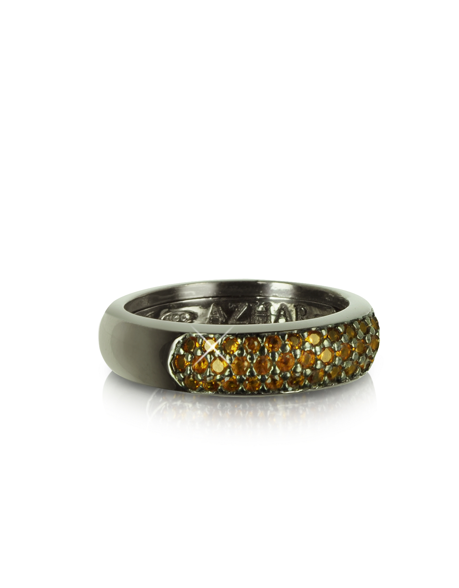 

Кольцо из Серебра 925 пробы с Желтыми Цирконами, Черный