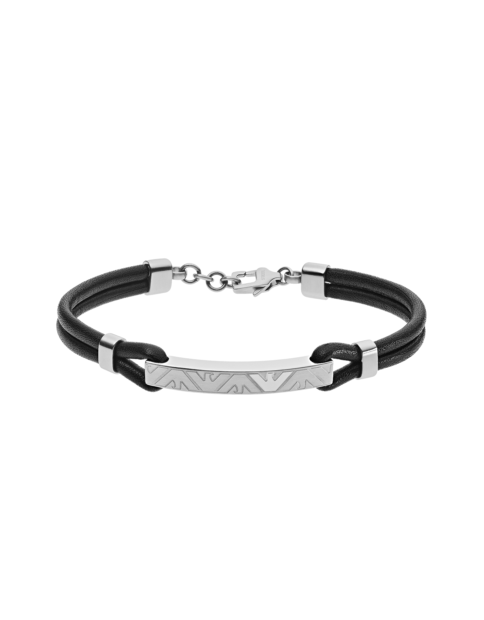 

Black Leather Stainless Steel Bracelet