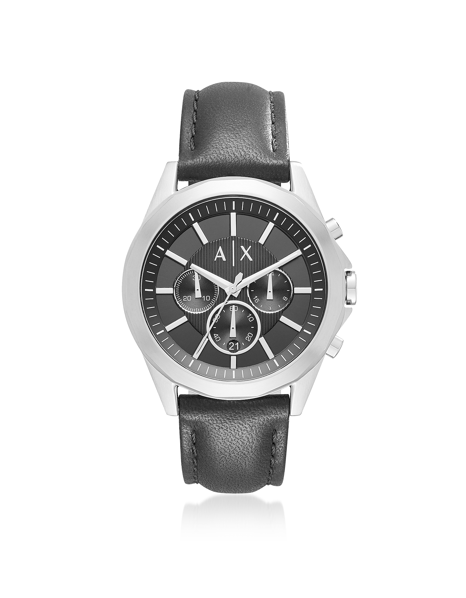 

Drexler Black Dial with Black Leather Men's Chronograph Watch, Silver