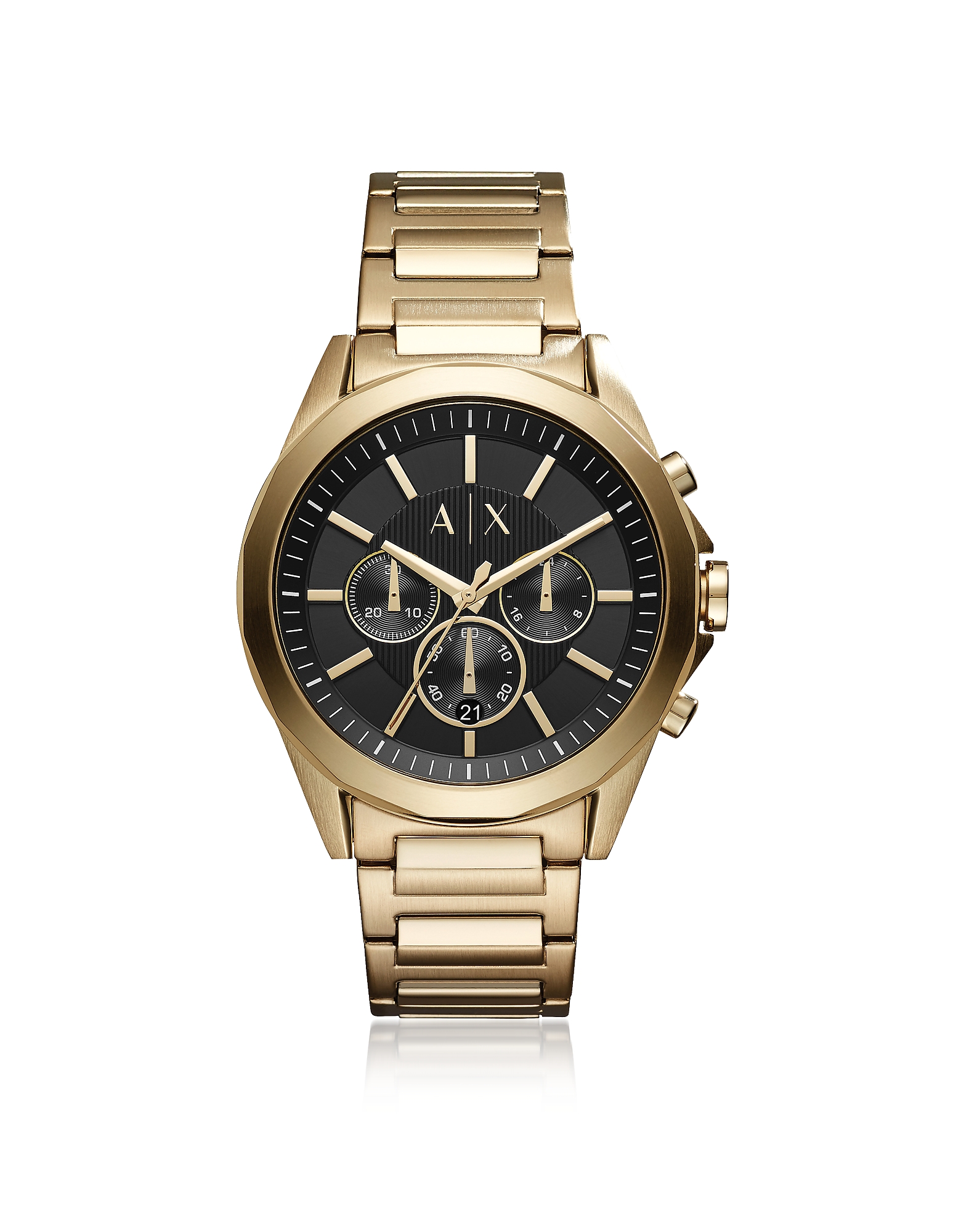

Drexler Black Dial and Gold Tone Stainless Steel Men's Chronograph Watch