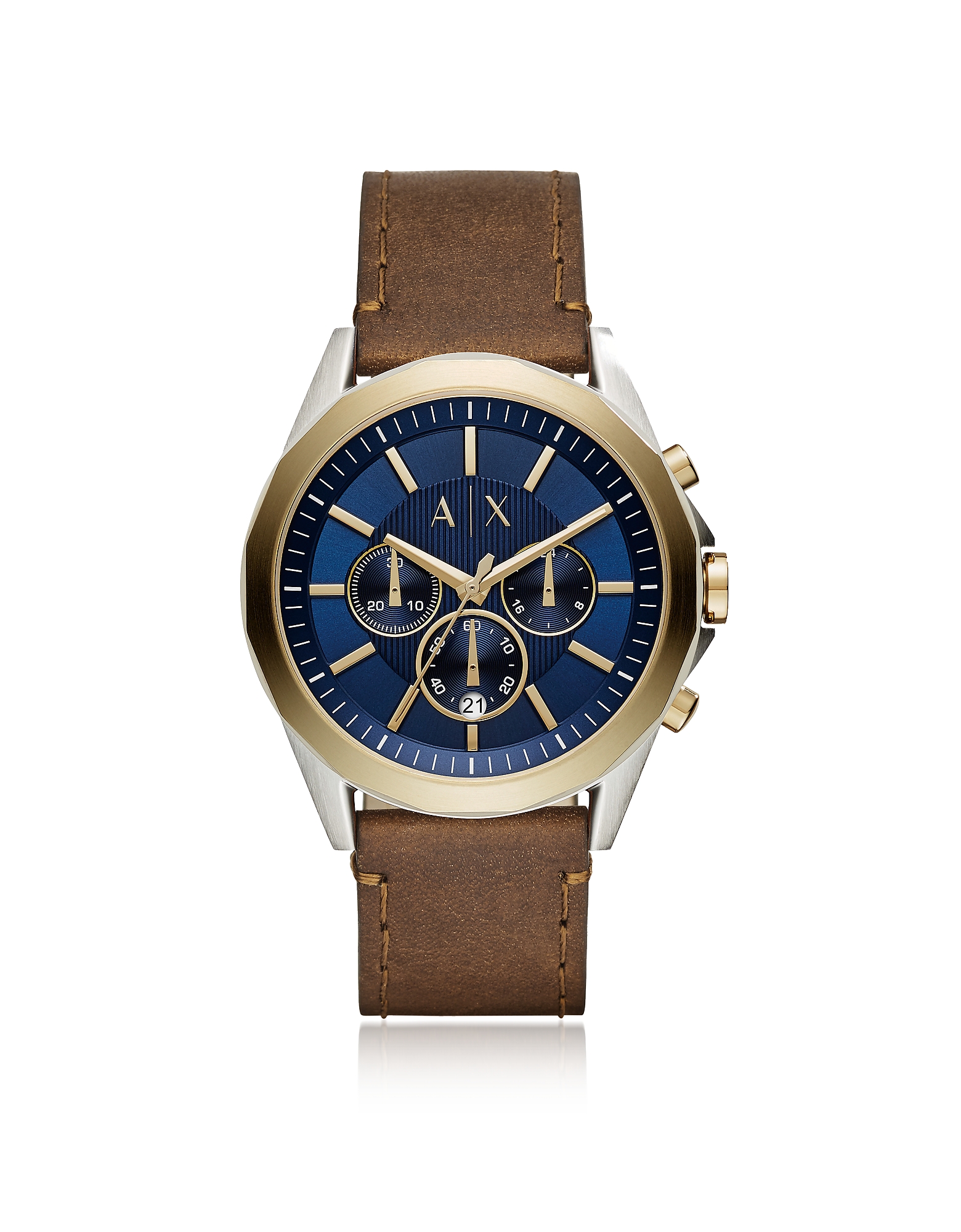 

Drexler Blue Dial and Brown Leather Men's Chronograph Watch