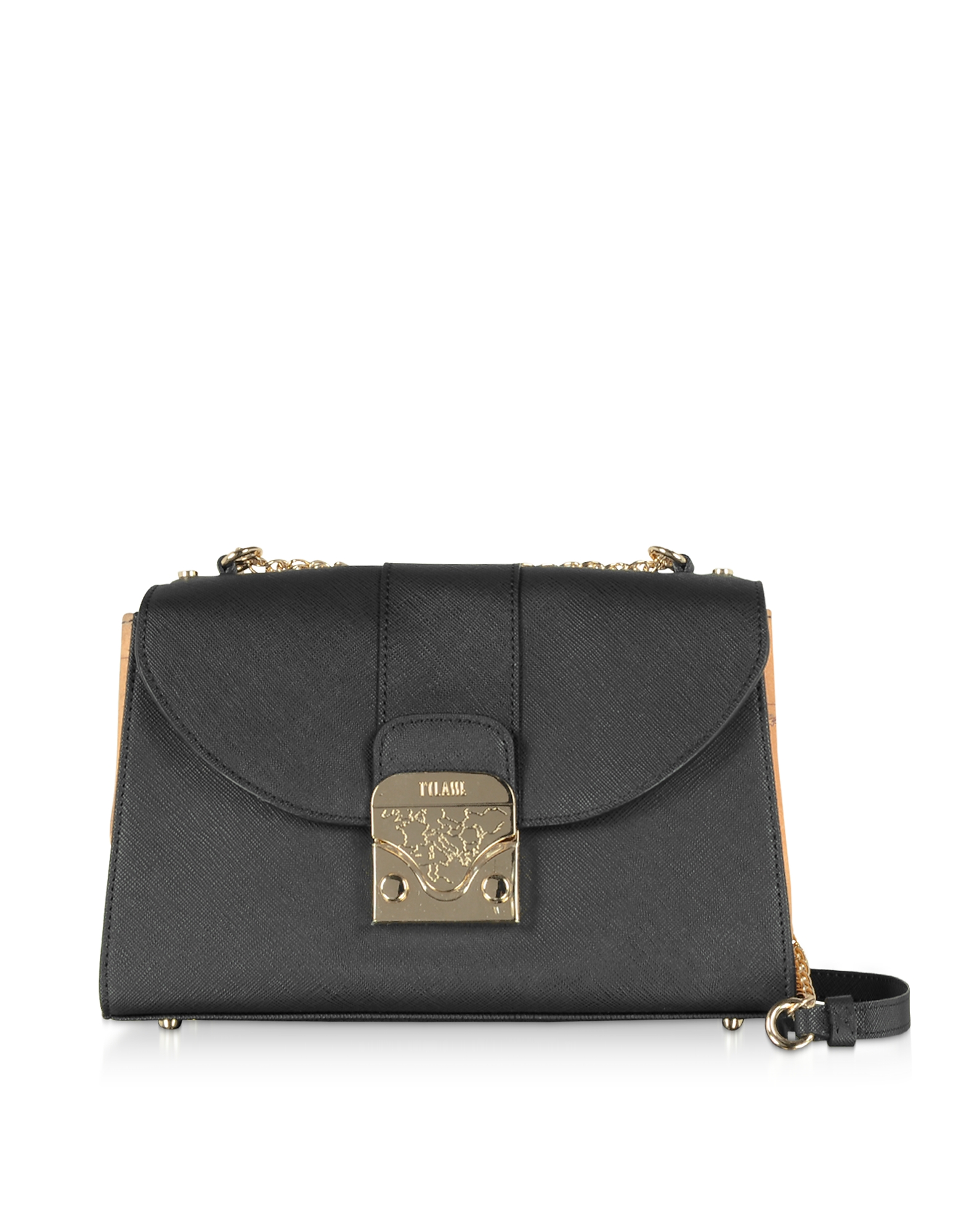 

Medium Gran Amor Black Saffinao Leather Crossbody Bag w/ Geo Print Details