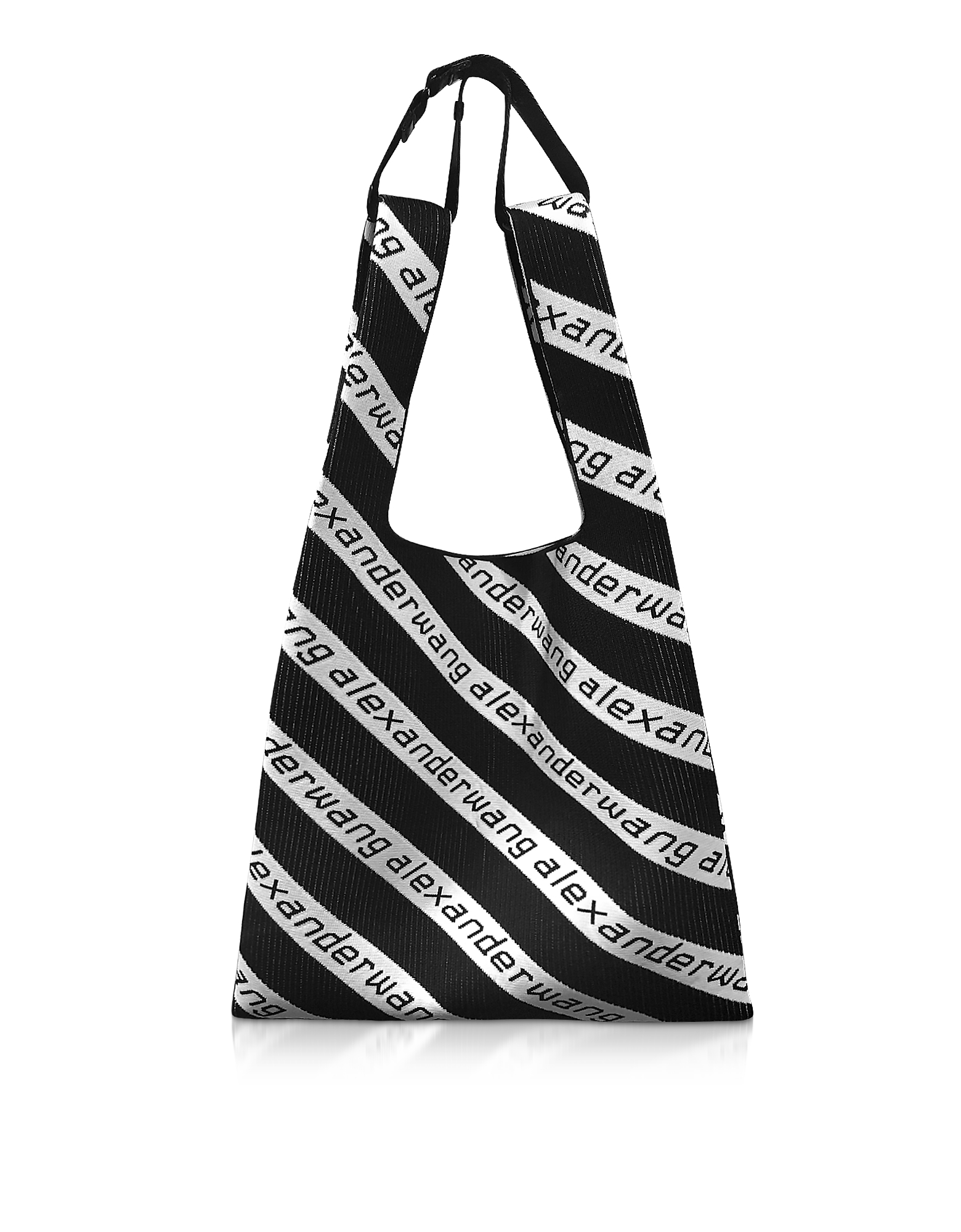 

Kint Large Shopping Bag w/Jacquard Diagonal Logo, Black / white