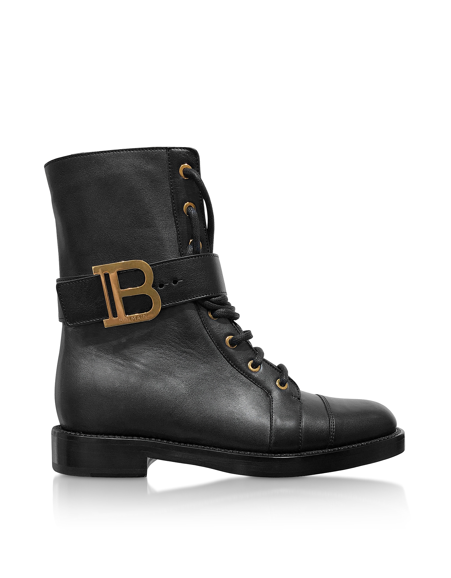 

Black Leather Flat Ranger Boots