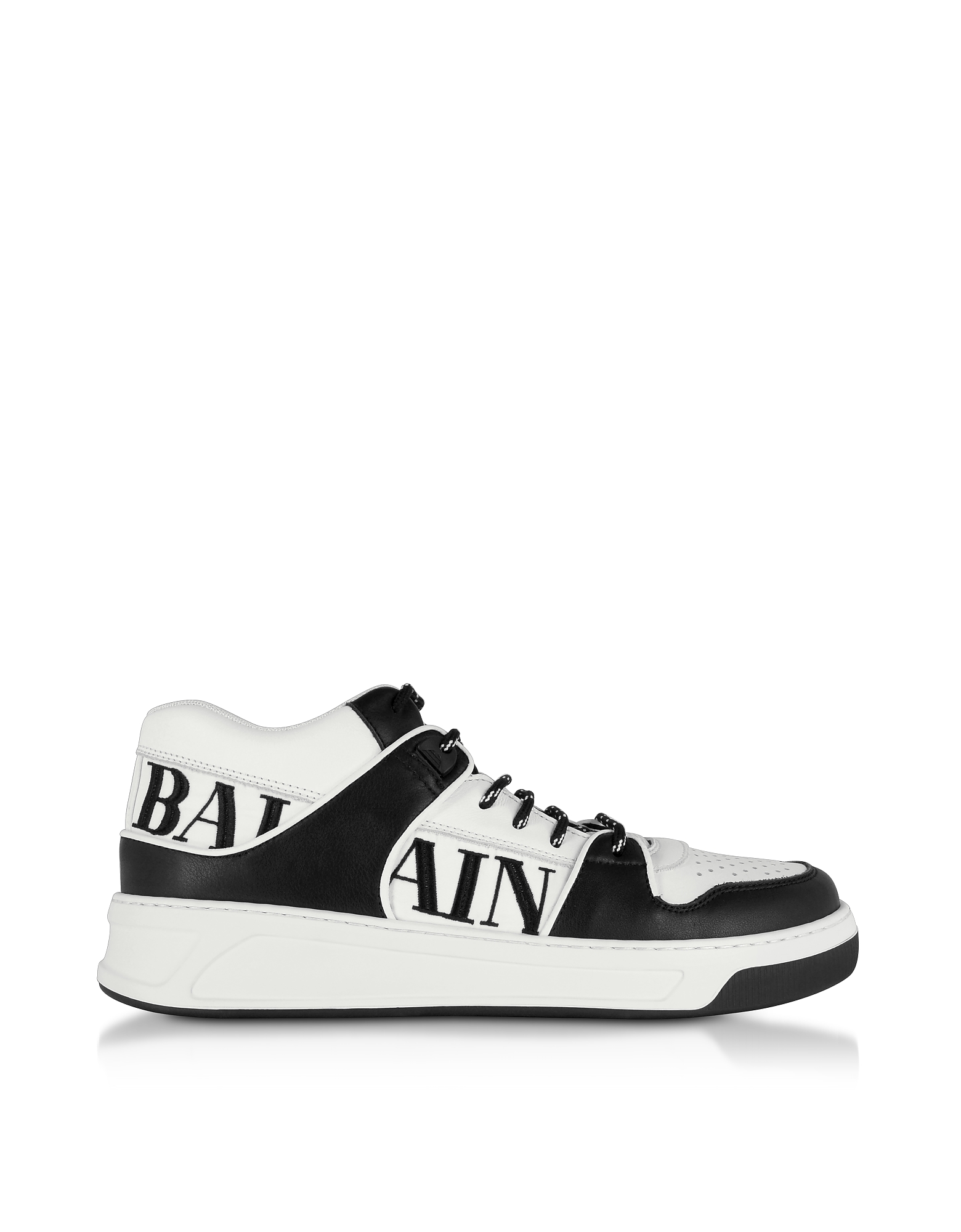 

Optic White and Black Kane Leather Low Top Sneakers