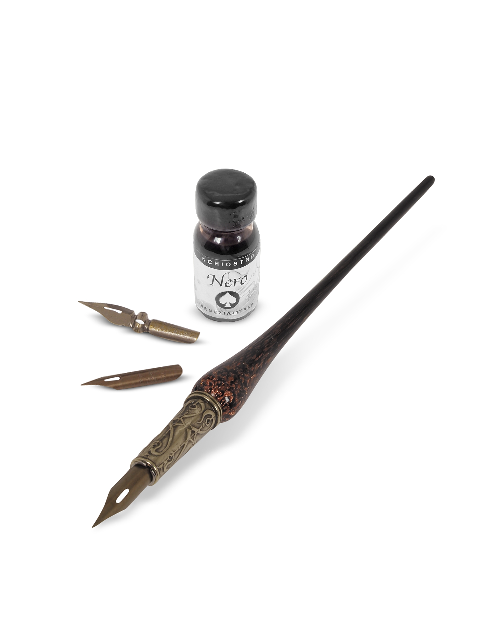 

Black Glitter Handmade Murano Glass Pen/Calligraphy Set