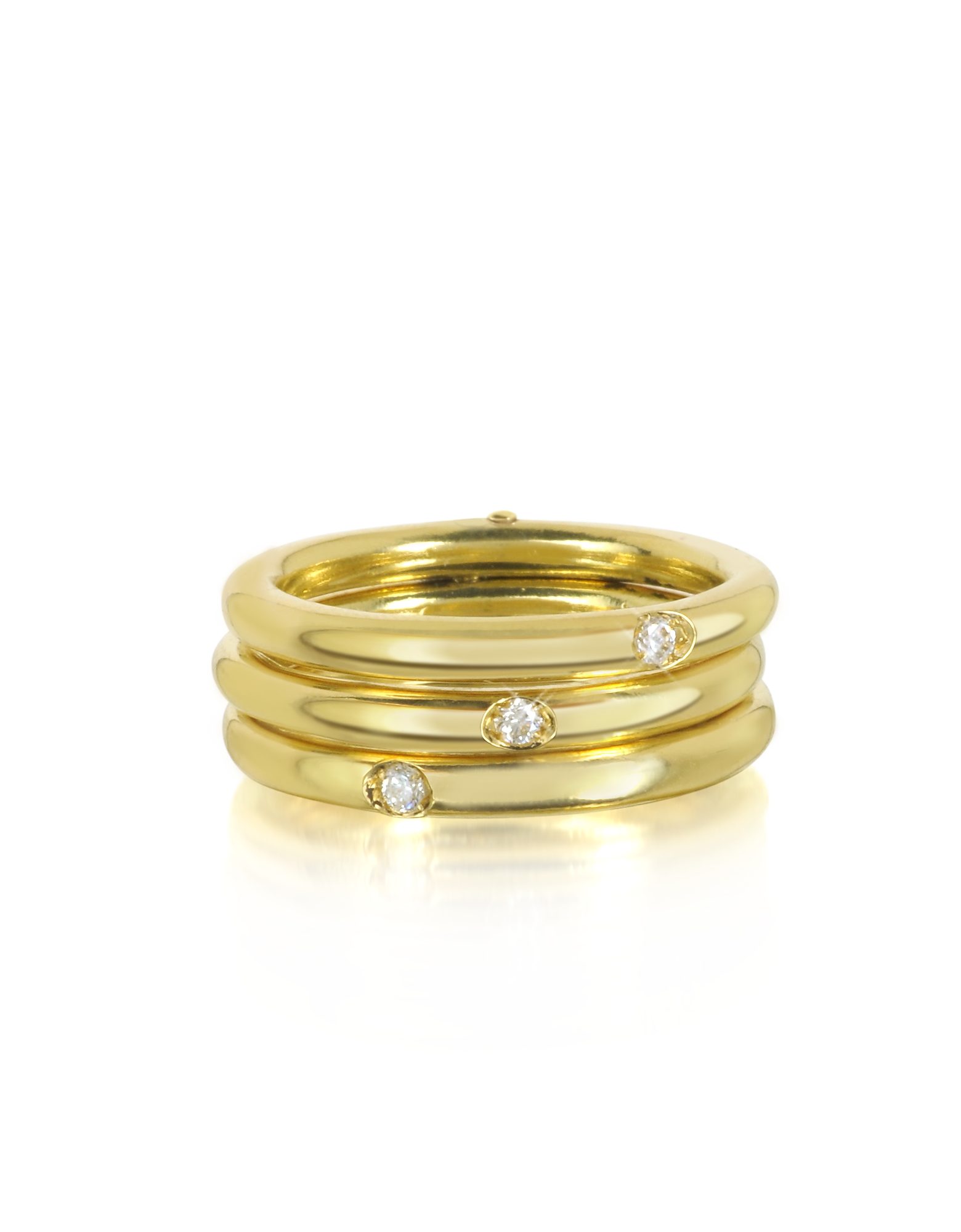 

Secret Ring - Тройное Кольцо из Золота 18 карат с Бриллиантами, Золотистый