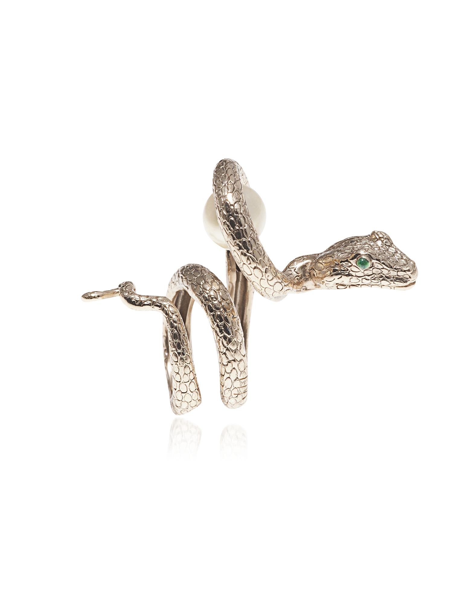 

Arched Snake Bronze Ring w/ Pearl