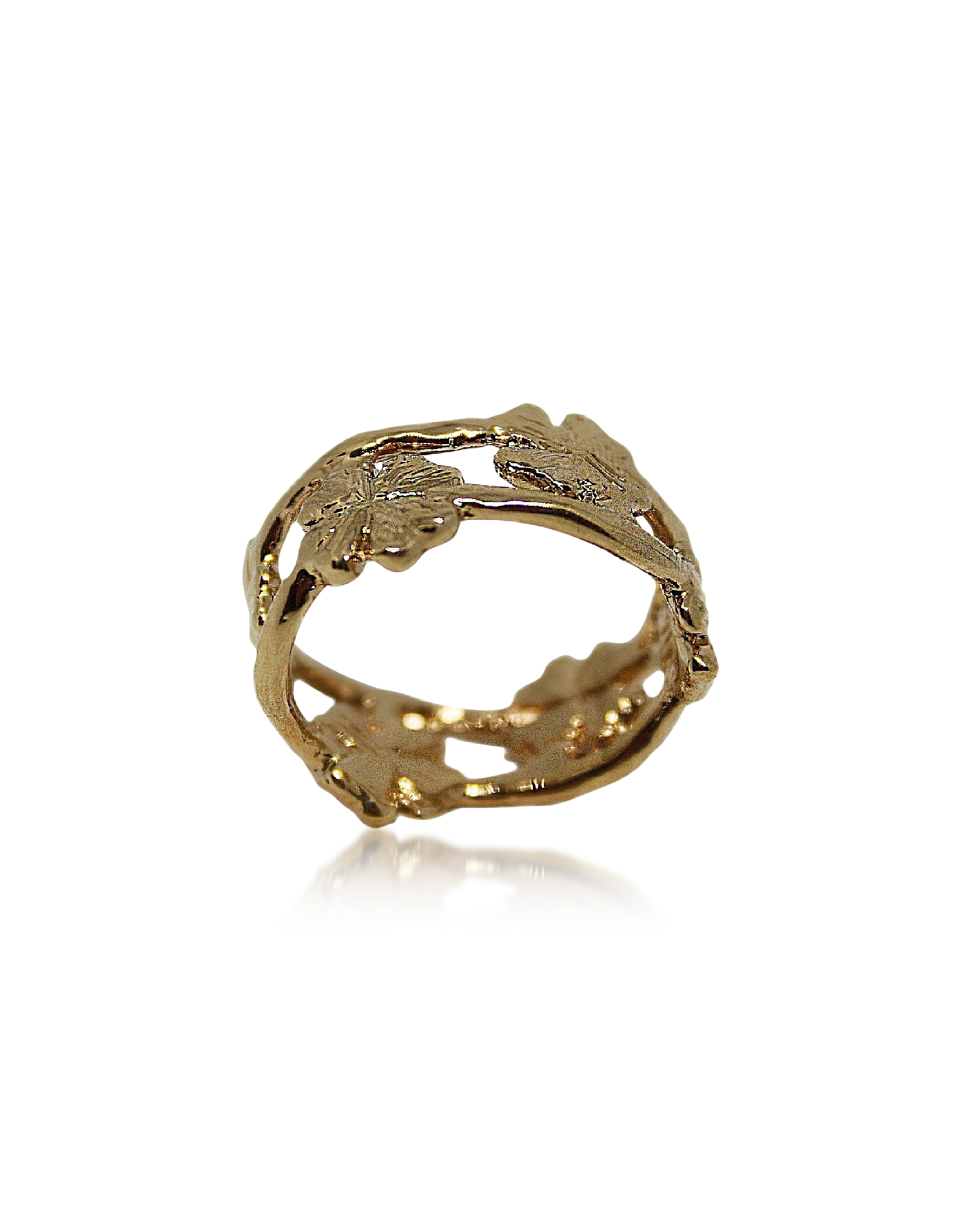 

Bronze Band Ring w/ Four-Leaf Clovers