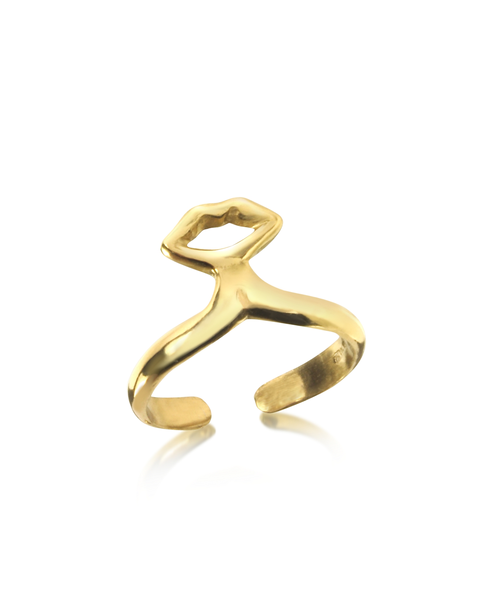 

Midi Ring - Маленькое Бронзовое Кольцо с Губами, Золотистый