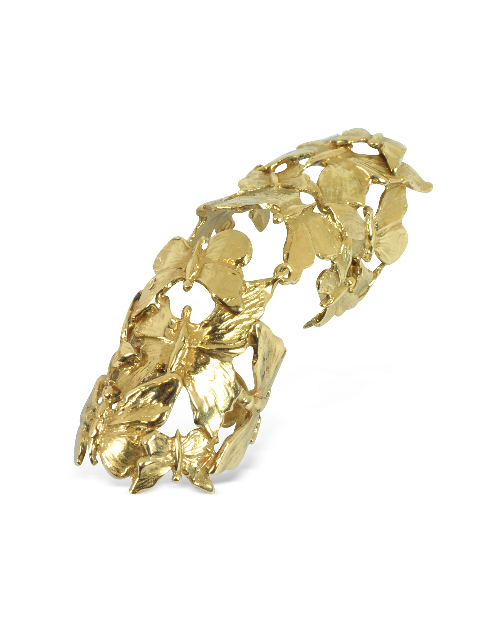 

Goldtone Butterflies Articulated Bronze Ring, Gold