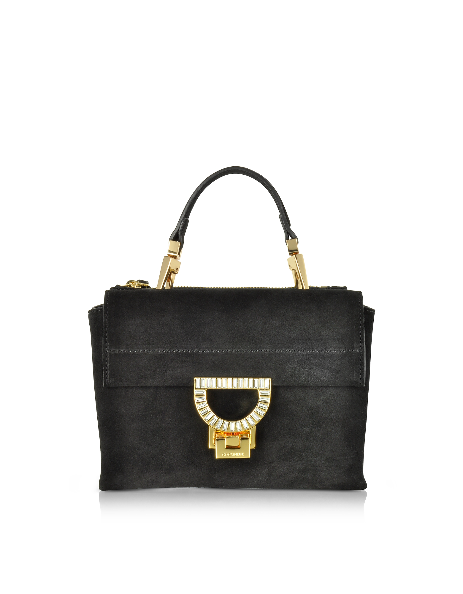 

Black Suede Arlettis Jewel Mini Bag w/Shoulder Strap