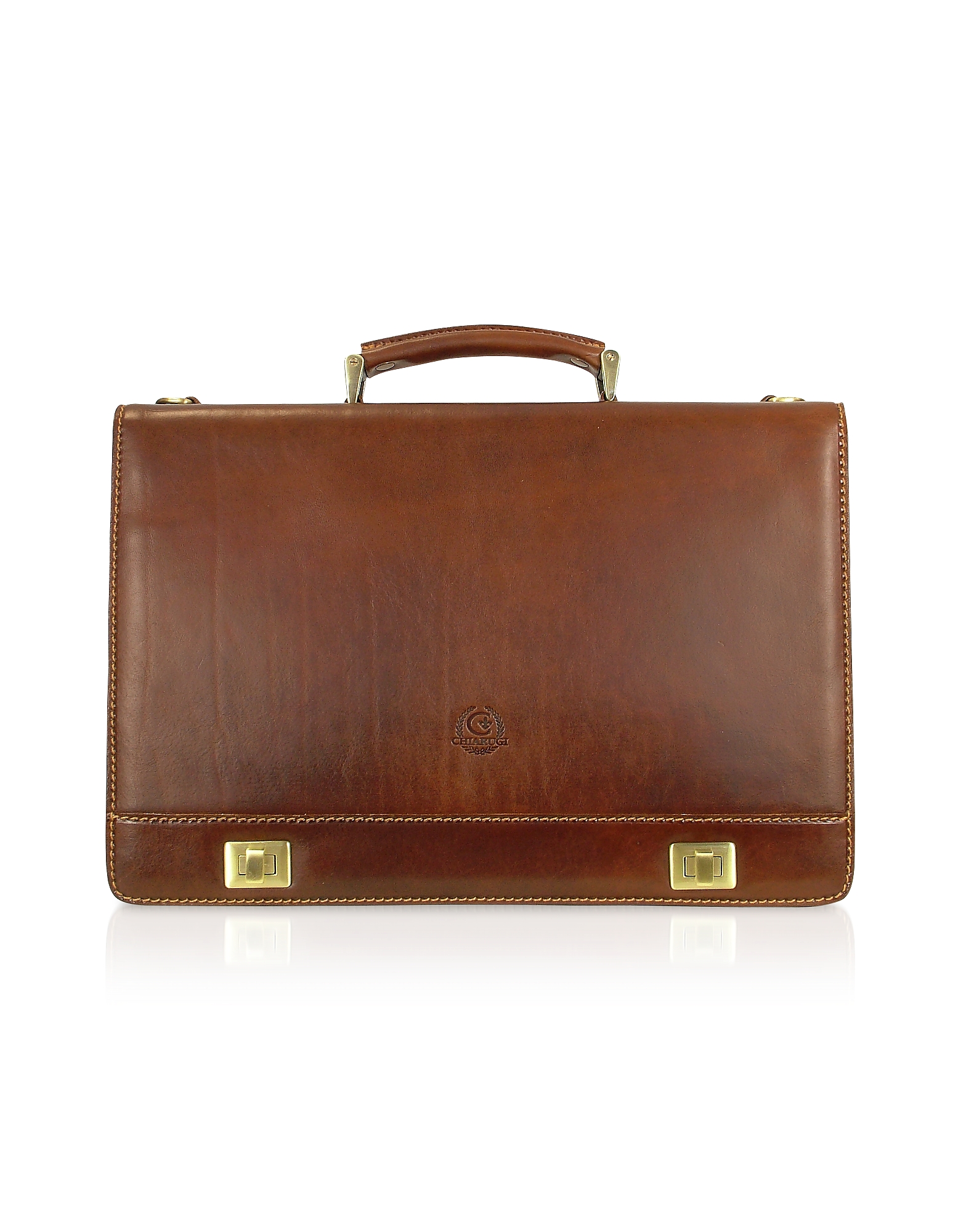 

Handmade Brown Genuine Italian Leather Multi-pocket Briefcase