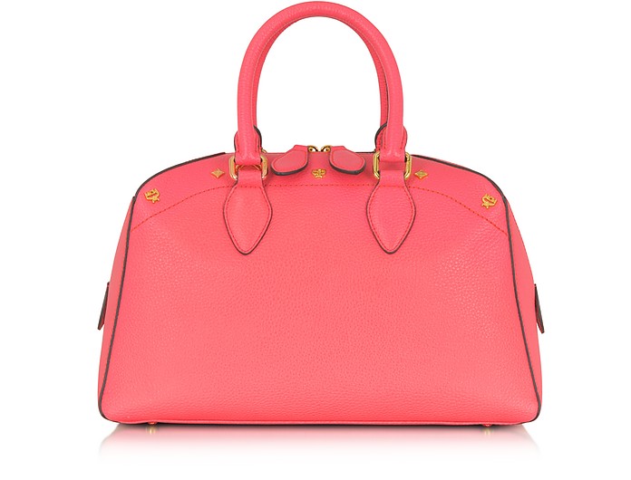 MCM Pink First Lady - Small Leather Boston Bag at FORZIERI UK